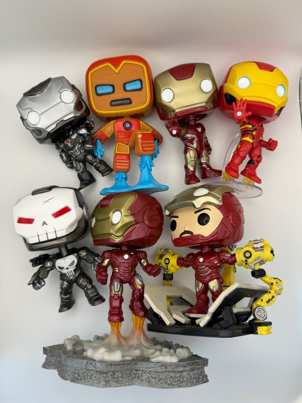 Marvel Funko Pop Iron Man and War Machine Bundle, Seven Loose Figures